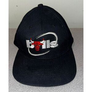 Chicago Bulls Black Hat Circle Spelled Out Logo Kick10 Adjustable Fox Sports